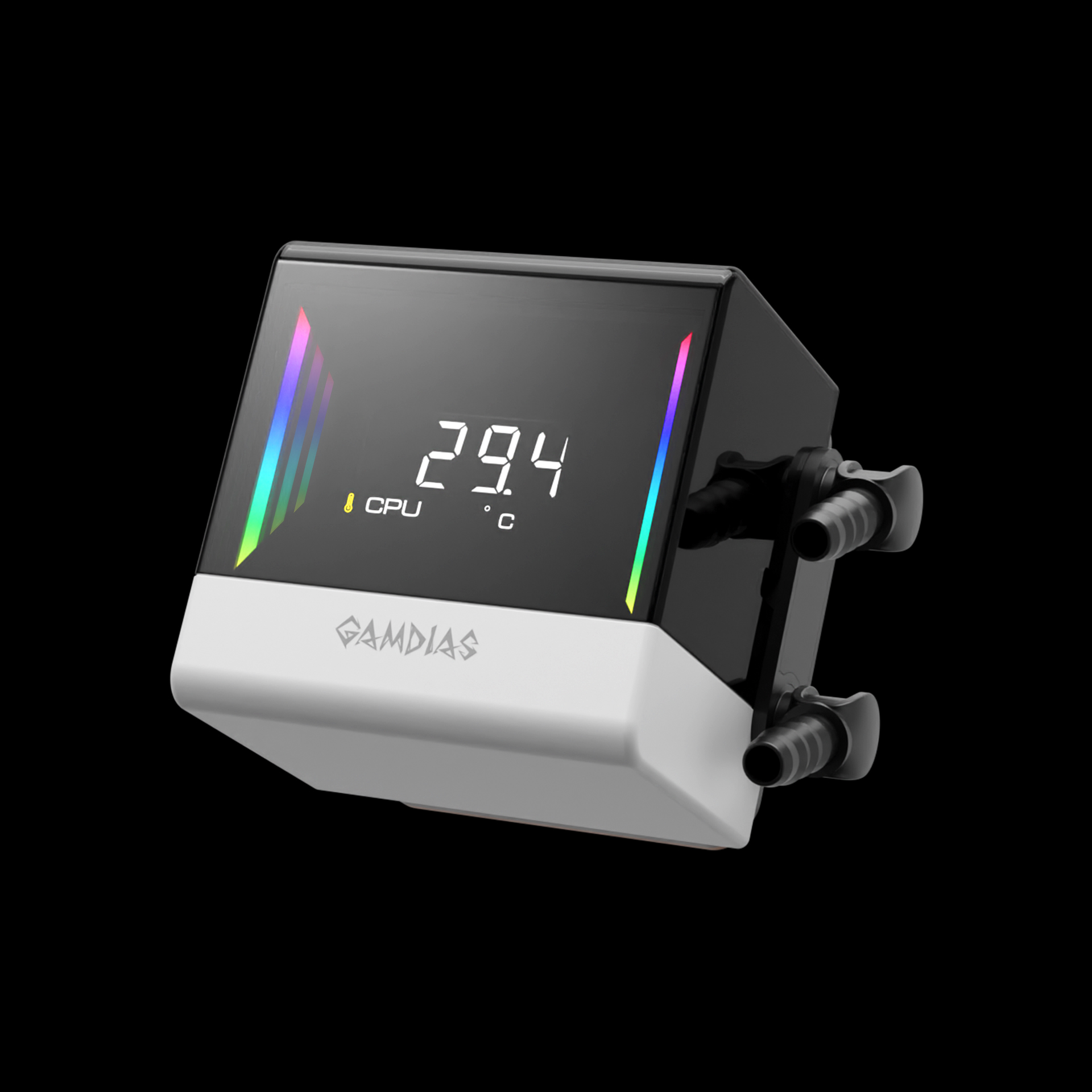 GAMDIAS CHIONE E4-360 AIO Digital Display Infinity Mirror Liquid Cooler - White GAMDIAS CHIONE E4-360 AIO Digital Display Infinity Mirror Liquid Cooler - White